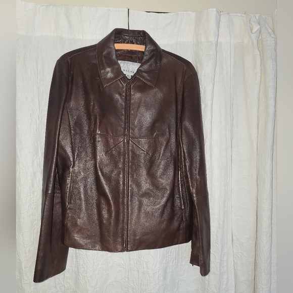 Wilson Jackets & Blazers - VTG Wilsons Maxima BROWN Leather Pilot Jacket Inside Lined With Logo Size xl